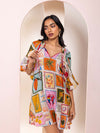 Stamp Printed Mini Dress