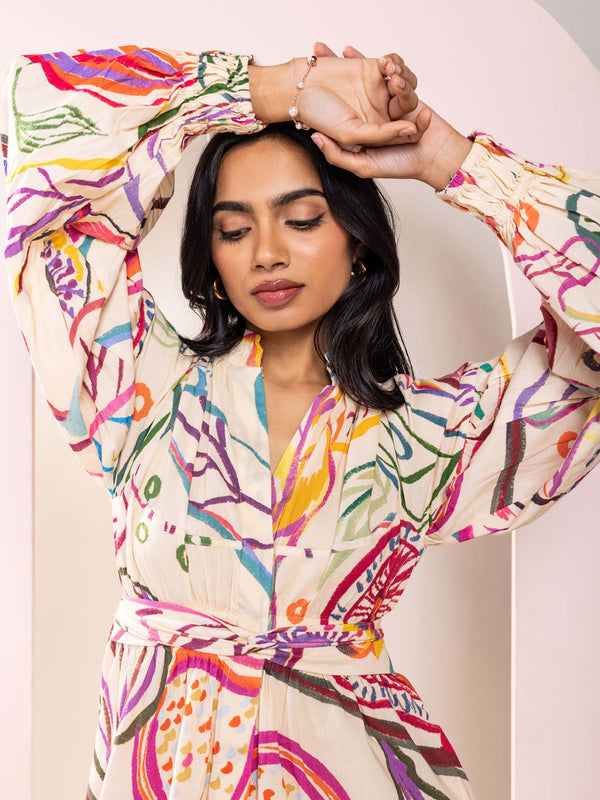 Fig Printed Mini Shirt Dress