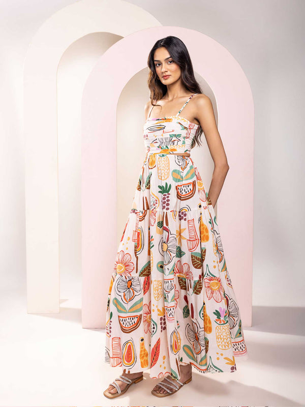 Gardenia Printed Cutout Maxi Dress