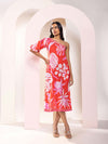 Monstera Printed One Shoulder Midi Dress