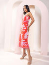 Monstera Printed One Shoulder Midi Dress