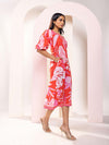 Monstera Printed One Shoulder Midi Dress