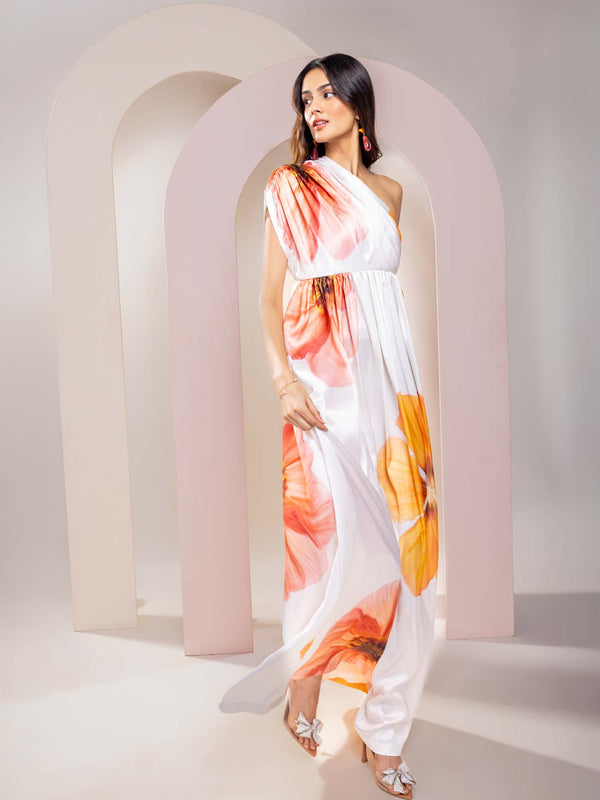 Sunbloom Printed One Shoulder Maxi Dress