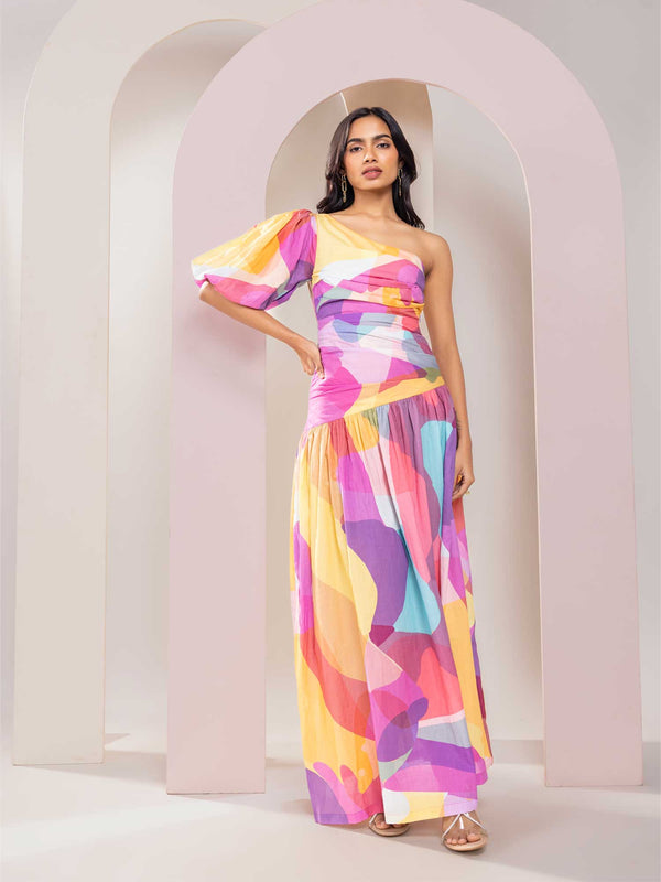 Sway Printed One-Shoulder Maxi Dress