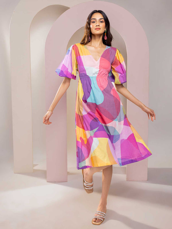 Sway Printed V-neck Dress