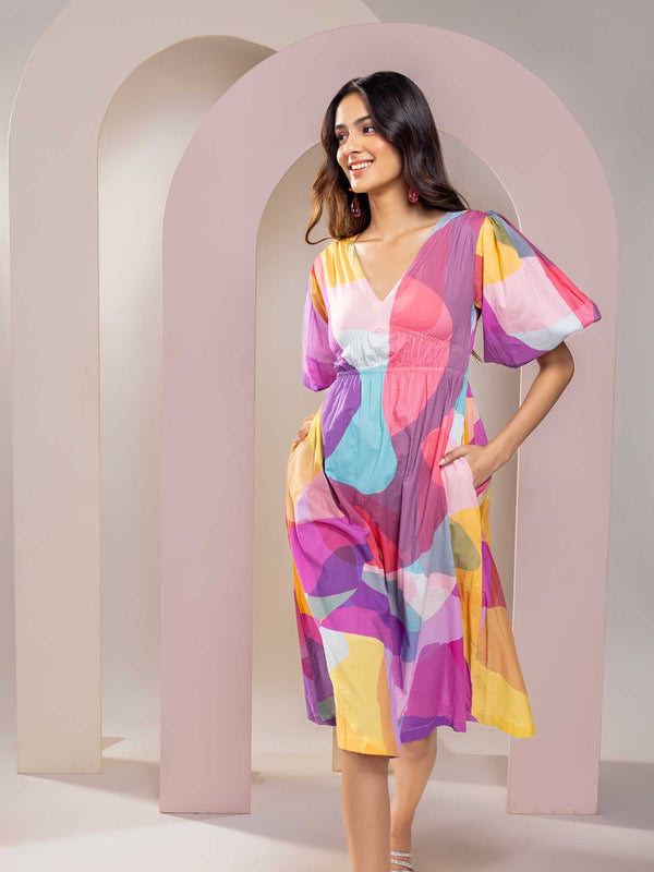 Sway Printed V-neck Dress