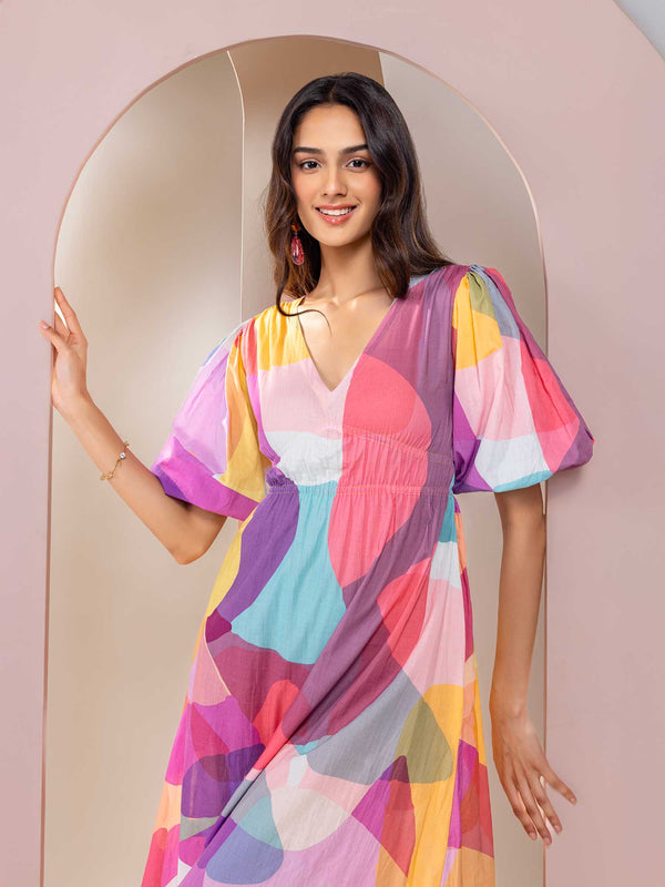 Sway Printed V-neck Dress