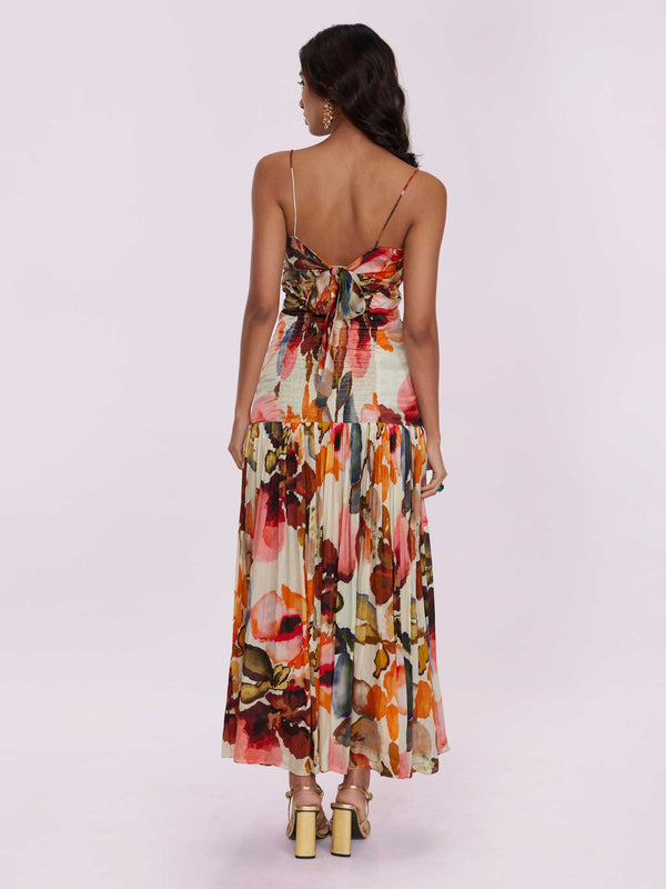 Rose Printed Pleated Dress