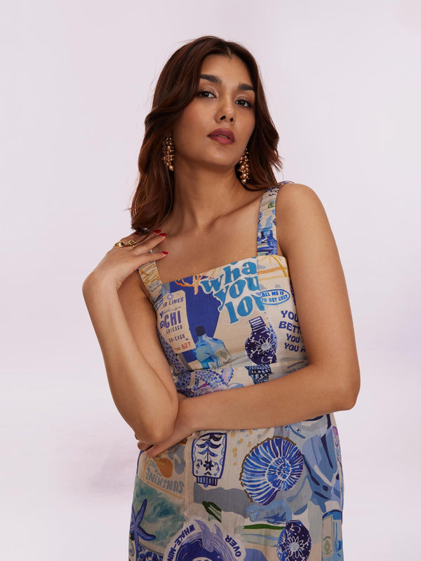 Azul Printed Midi Dress