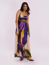 Chic Wisteria Printed Maxi Dress with ruched bodice