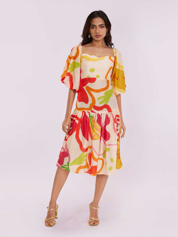 Petal Printed Midi Dress