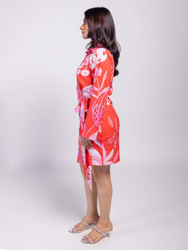 Monstera Printed Wrap Dress