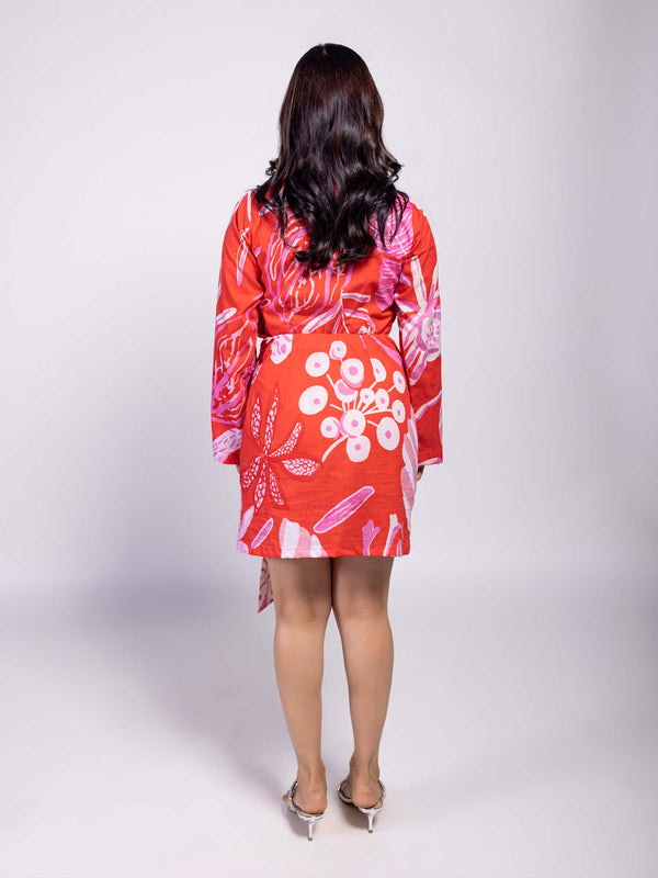 Monstera Printed Wrap Dress