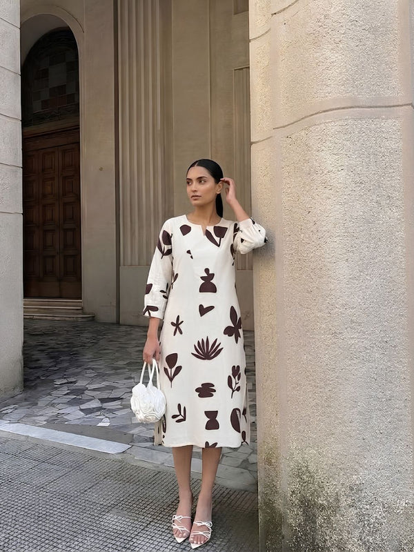Shadow Printed Midi Dress