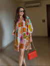 Stamp Printed Mini Dress