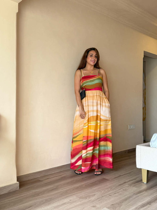 Flow Printed Strappy Maxi Dress