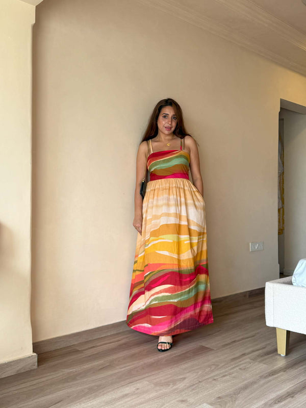 Flow Printed Strappy Maxi Dress