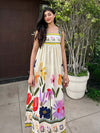 Folk Printed Strappy Midi Dress