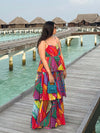 Leafora Printed Ruffled Dress