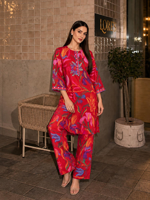 Crimson Printed Salwar Set (Set of 2)