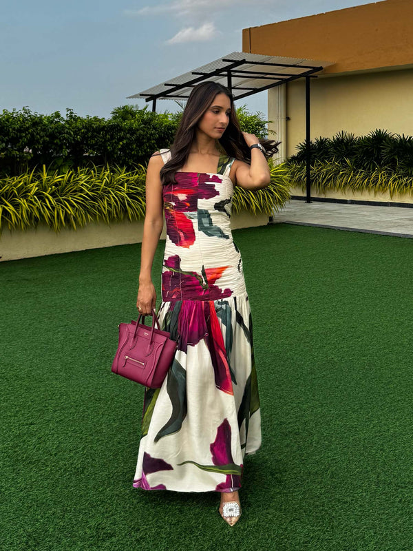 Whimsy Printed Pleated Dress