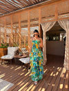 Mint Printed Ruffled Maxi Dress