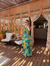 Mint Printed Ruffled Maxi Dress