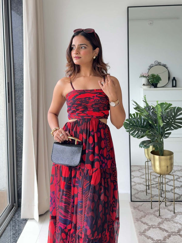 Daze Printed Strappy Maxi Dress