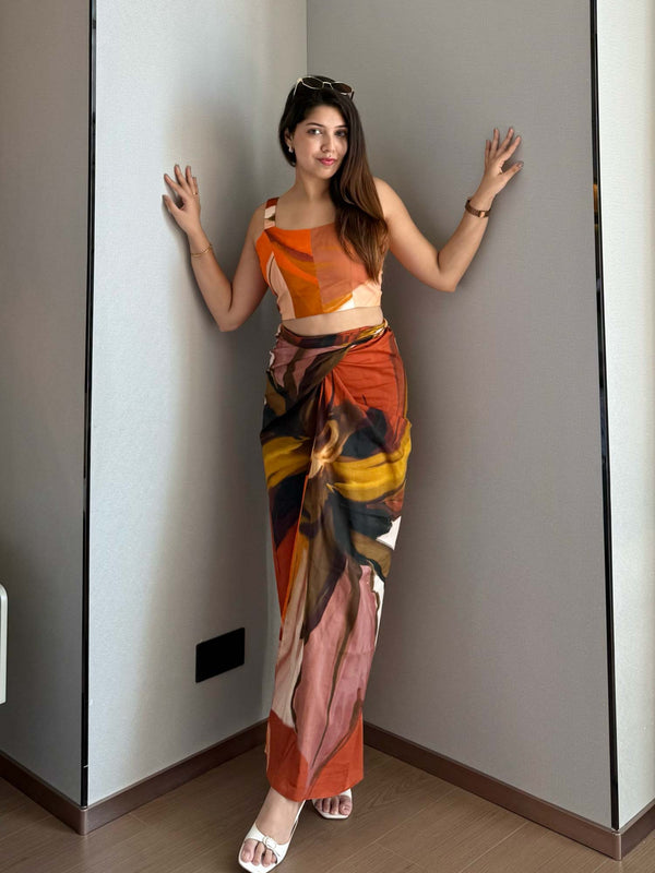 Sienna Printed Co-ord Set With Skirt (Set of 2)