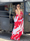 Rosso Printed Pleated Maxi Dress