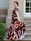 Swirl Printed One Shoulder Dress