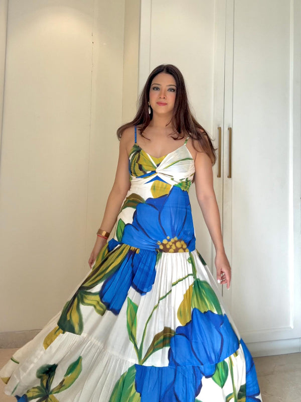 Cobalt Printed Maxi Dress