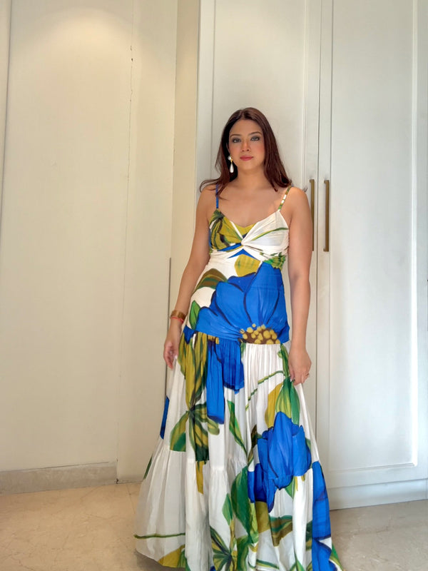 Cobalt Printed Maxi Dress