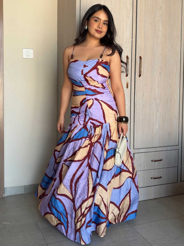 Floret Printed Strappy Maxi Dress