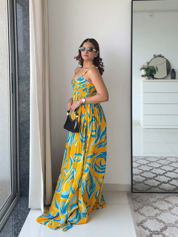 Ripple Printed Maxi Dress