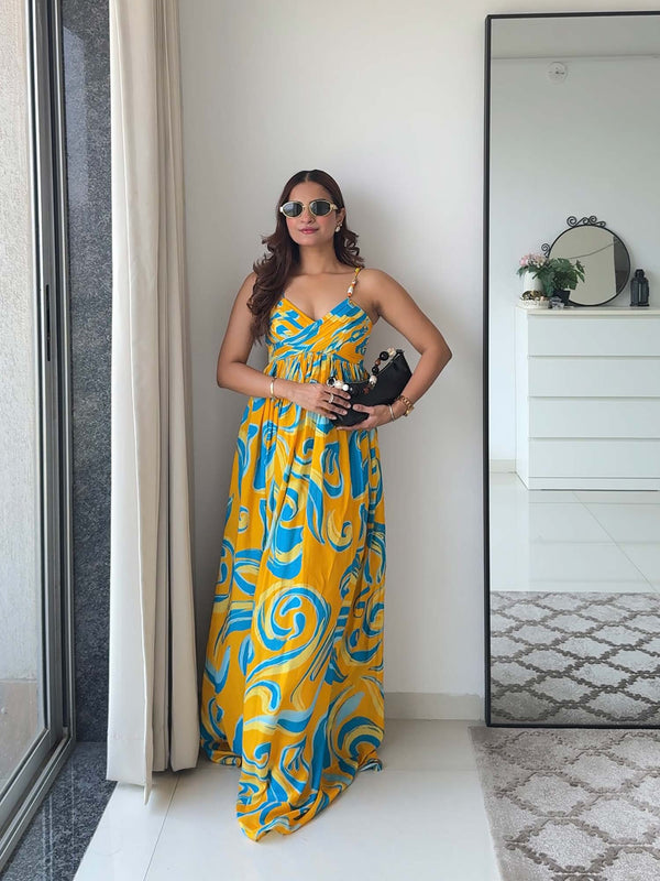 Ripple Printed Maxi Dress