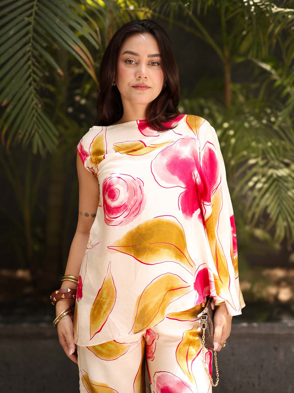 Rose One-Shoulder Co-Ord Set