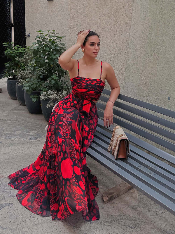 Daze Printed Strappy Maxi Dress
