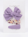 Lavender Handmade bow clips (set of 3)