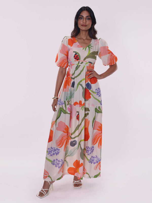 Mulberry Printed V-neck Dress