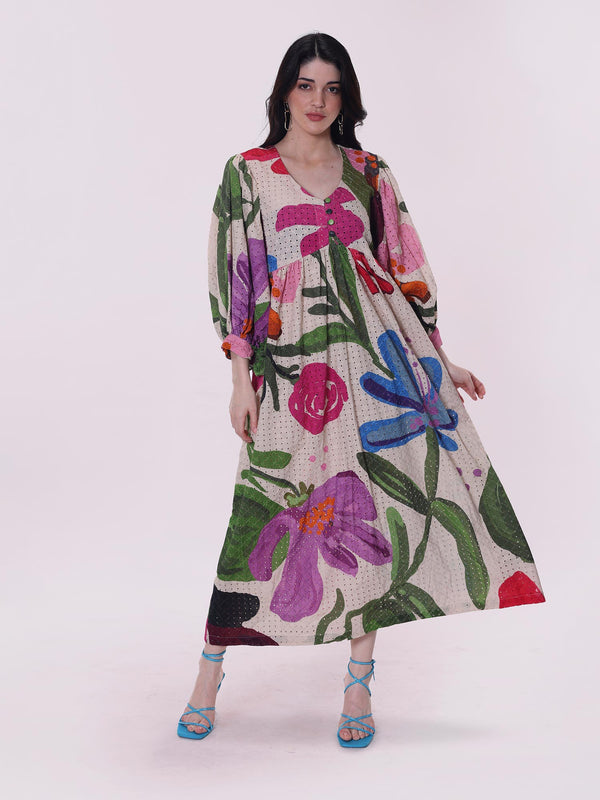 Camellia Printed Midi Dress