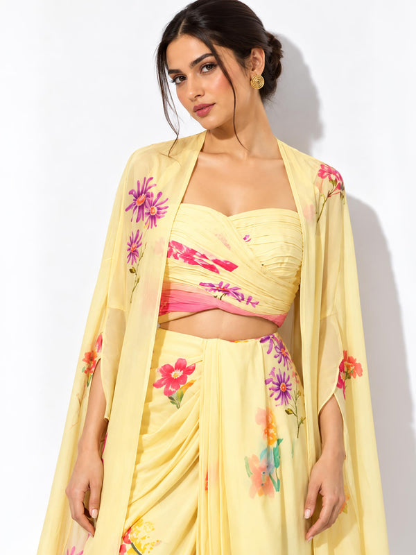 Blossom Printed Drape Skirt Set