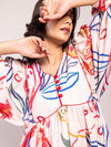 Close-up of loop button detailing on Anaar Printed Midi Dress