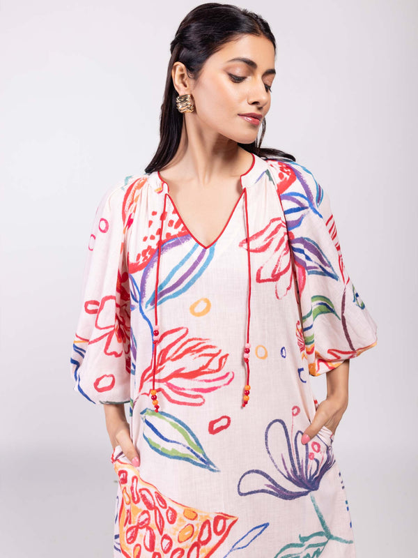 Printed Mini Dress with Pockets