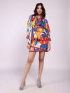 Rosylyn Printed Tie-up Mini Dress
