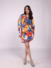 Rosylyn Printed Tie-up Mini Dress