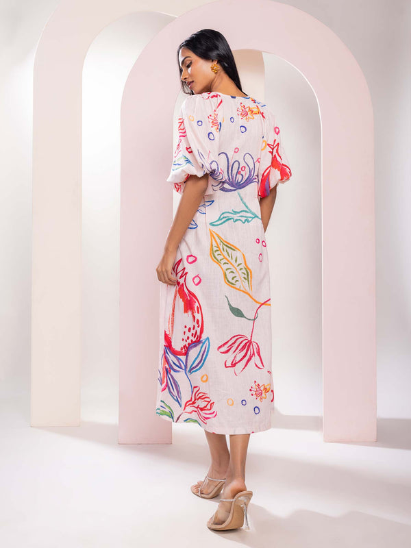 Summer fit and flare printed dress for women