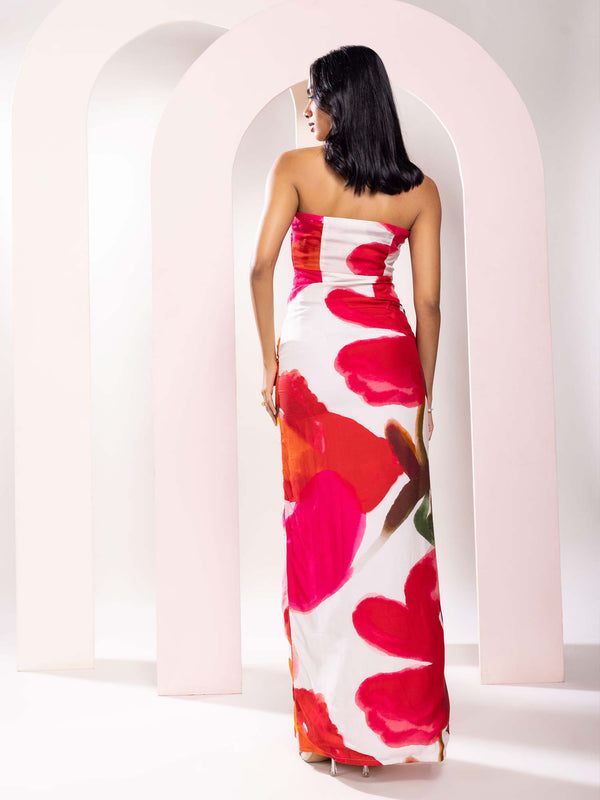 Zinnia Printed Strapless Maxi Dress