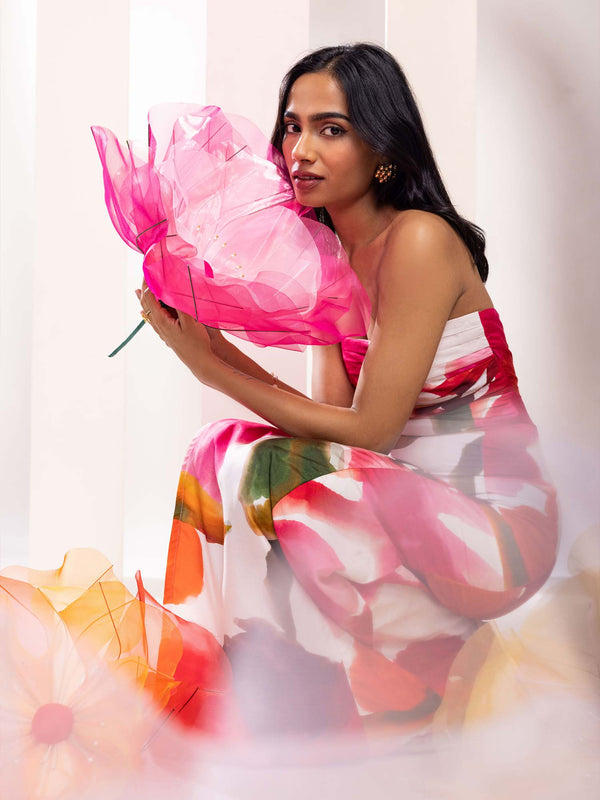 Zinnia Printed Strapless Maxi Dress