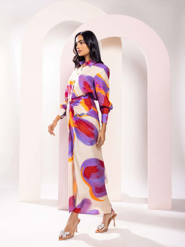 Lavender Printed Wrap Skirt Set (Set of 2)